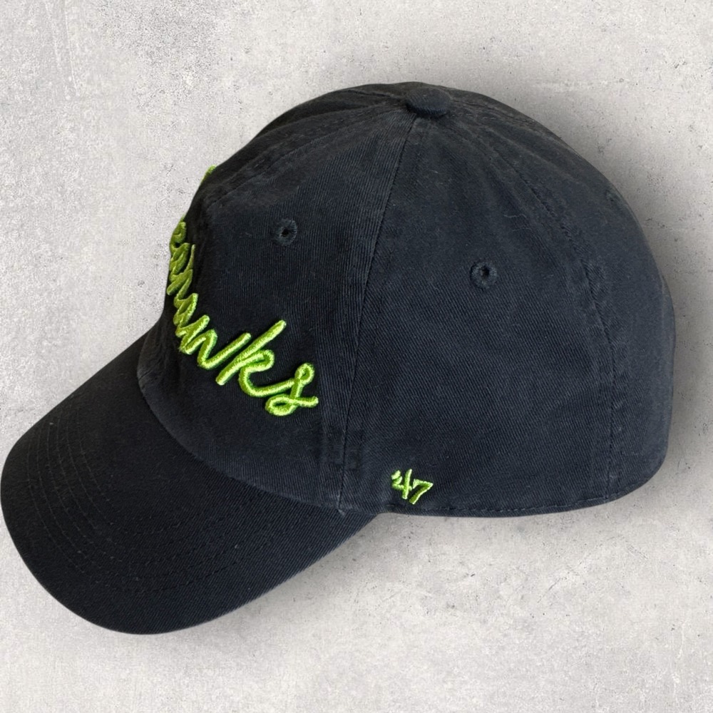 '47 Seattle Seahawks Hat Women's OSFA Black Neon Script Adjustable - Picture 2 of 11